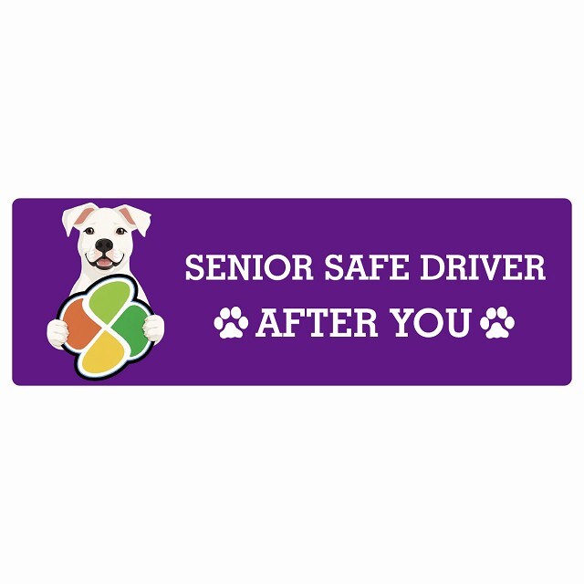 カーサイン 高齢者マーク SENIOR SAFE DRIVER ドゴアルヘンティーノ ステッカー シール 長方形 20x6.7cm 肉球 日本製 車
