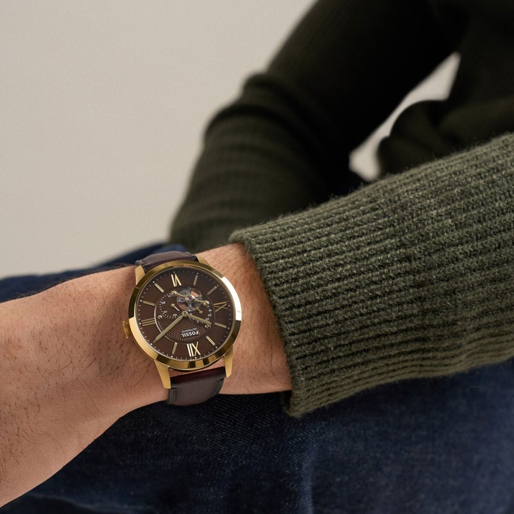 フォッシル FOSSIL 腕時計 メンズ TOWNSMAN アナログ 自動巻き ブラウン レザーウォッチ ME3286【2026 新作】