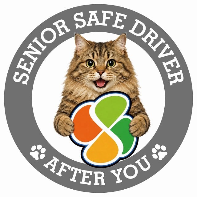 カーサイン 高齢者マーク SENIOR SAFE DRIVER サイベリアン ステッカー シール 直径13cm 肉球 日本製 車