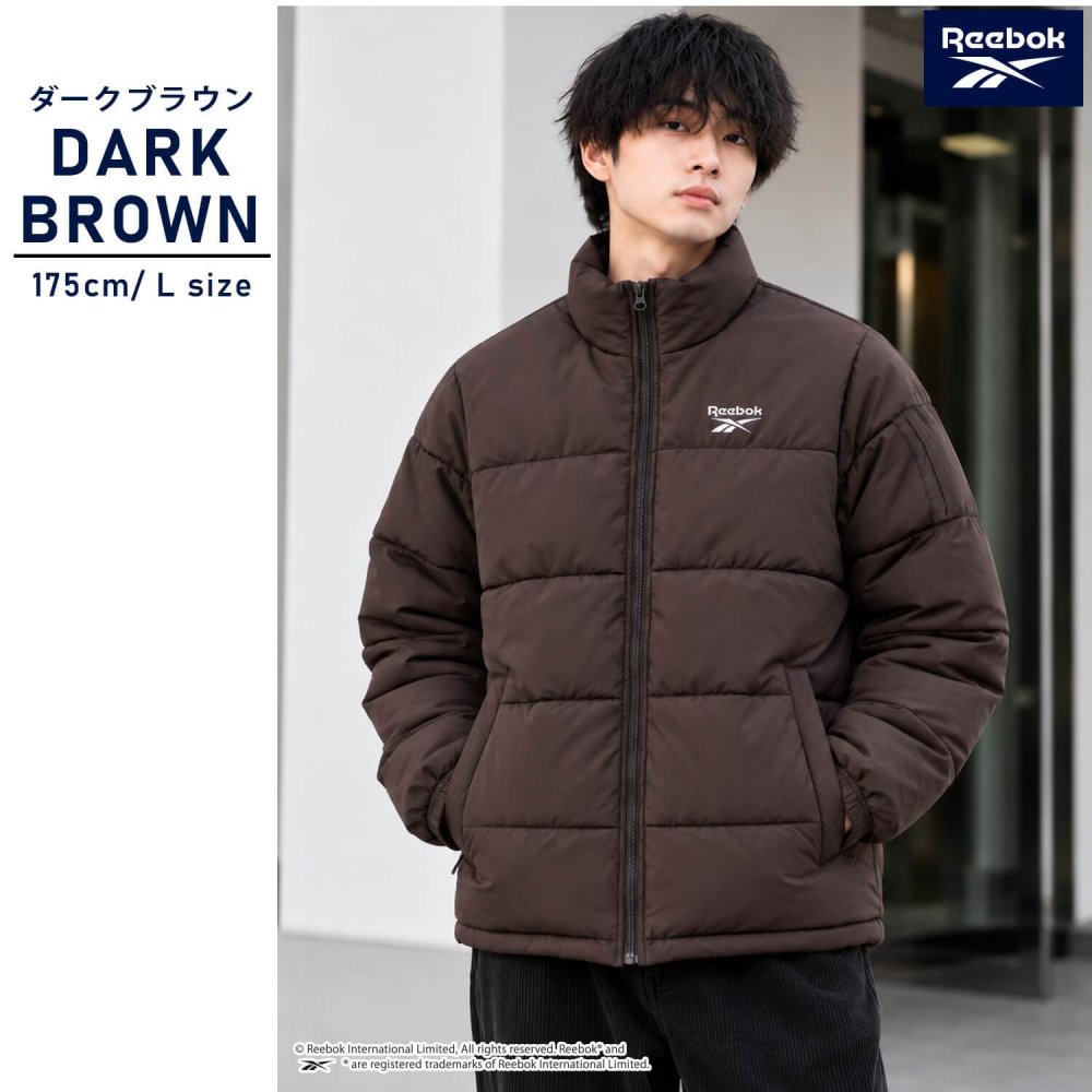 Reebok リーボック 中綿ジャケット メンズ 長袖 アウター スタンドカラー フルジップ  軽量 防寒 あたたかい ロゴ スポーツ ブランド 大きいサイズ ゆったり ユニセックス 大人 カジュアル アウター 春 秋 冬 M L LL 黒 別注 2026fw karlas