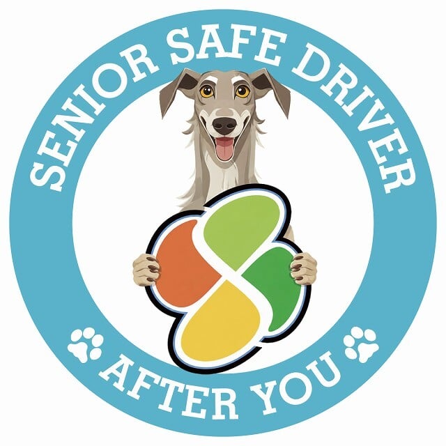カーサイン 高齢者マーク SENIOR SAFE DRIVER ディアハウンド ステッカー シール 直径13cm 肉球 日本製 車