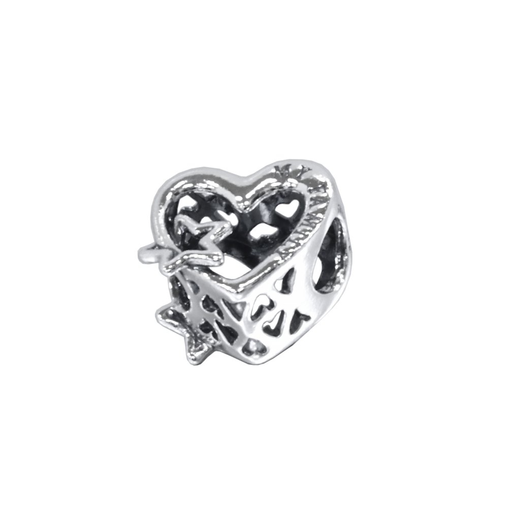ボックス・ショッパー付 PANDORA(パンドラ) ★ Openwork Family Heart & Star Charm ★ オープンワーク ファミリーハート＆スター チャーム ★ ブレスレット カスタマイズ アクセサリー シンプル 日常使い 誕生日 記念日 母の日 プレゼント ギフト｜チャーム 単品