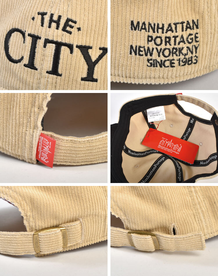 キャップ Manhattan Portage マンハッタンポーテージ MP416 秋冬 レディース メンズ 帽子 深め 大きめ ブランド コーデュロイ Corduroy アジャスター サイズ調整 おしゃれ シンプル THE CITY ザシティ 紫外線対策 日除け 刺繍 ワンポイント 黒 ブラック ベージュ オリーブ
