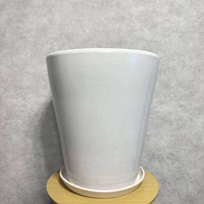 植木鉢 おしゃれ 大型 陶器 13号 受け皿付き セット KONTON コントン WYモダン マット釉 白 ホワイト L 直径40cm 底穴あり 室内 観葉植物 丸型 ラウンド シンプル 北欧 和モダン インテリア リビング 玄関 半磁器 セラミック 焼き物 大きい フロアポット WY-PR1W13P