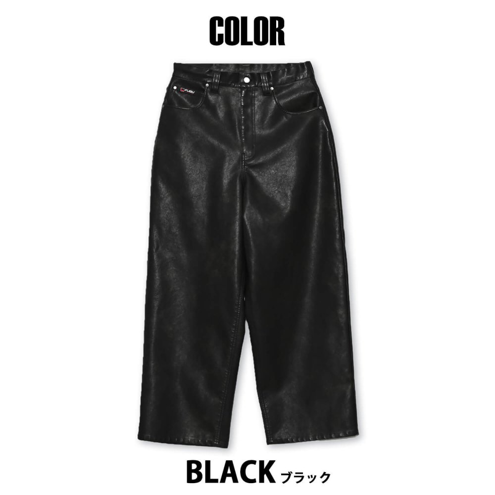 FUBU フブ レザーパンツ メンズ レディース fam-61502 フェイクレザー バギーパンツ ワイドパンツ 5ポケット 合皮 ルーズシルエット ジーパン ストリート ヒップホップ ダンス カジュアル ボトムス 32 34 36 38 2026 Karlas