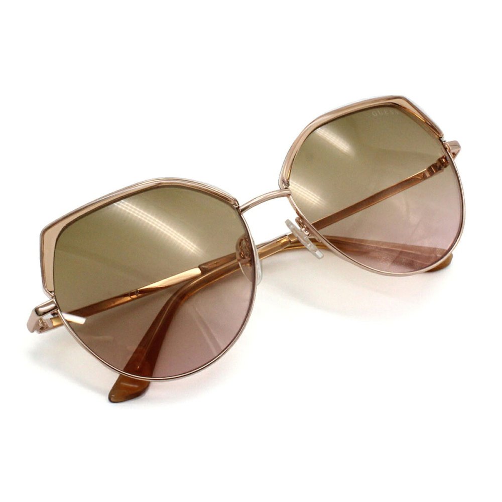 ゲス GUESS サングラス ノーズパッド UVカット アイウェア キャットアイ フォックス GU7736/S 57G 58 メンズ レディース ユニセックス シャイニーベージュ+ライトブラウングラデーションピンク 海外正規品