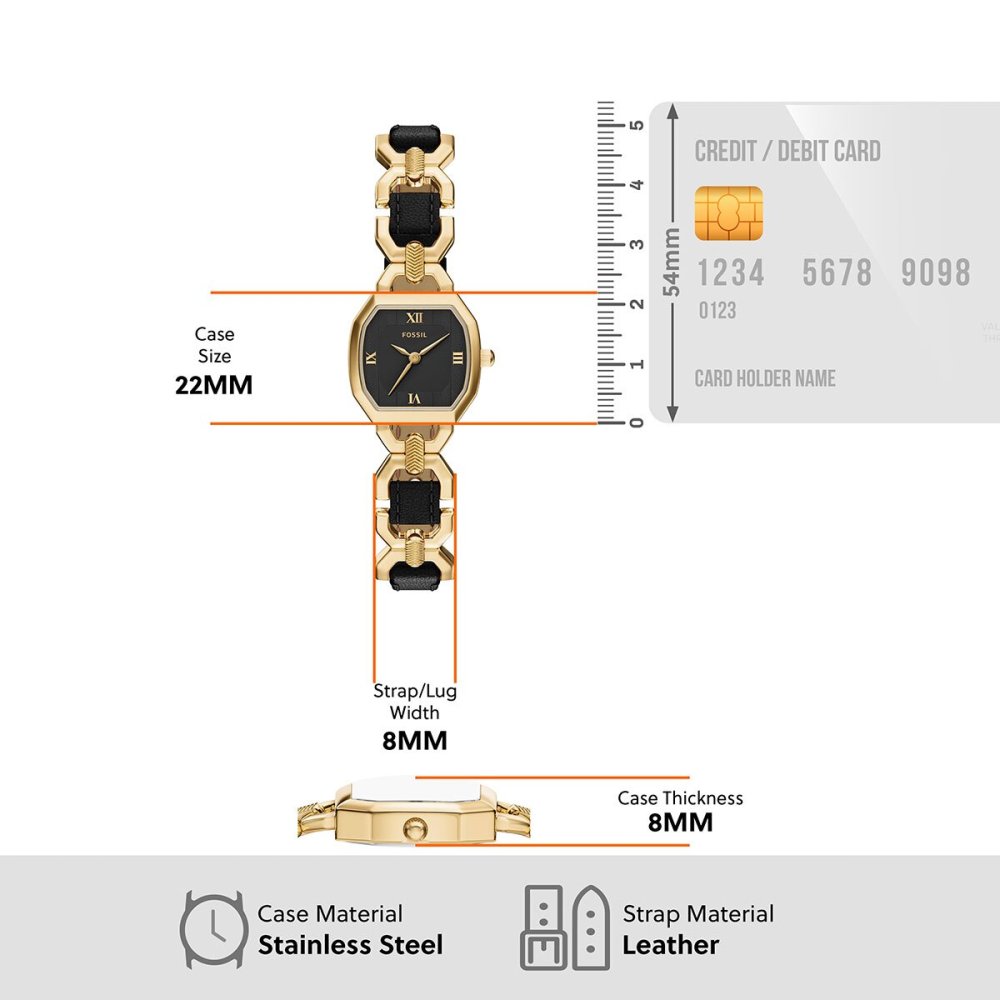フォッシル FOSSIL 腕時計 レディース HARLOW アナログ ブラックレザー＆ゴールドトーンステンレススチールウォッチ ES5496【2026 新作】
