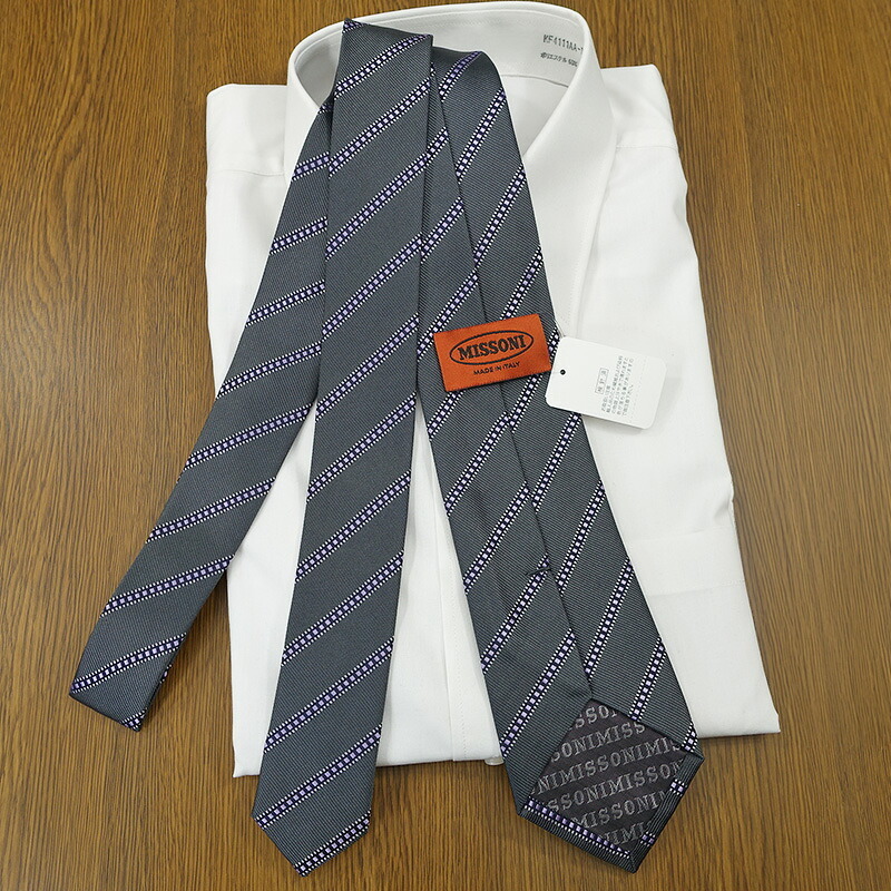 ネクタイ ブランド ミッソーニ ネクタイ (8cm幅) MIS3 【MISSONI】グレー/パープル 【ブランドネクタイ・ネクタイブランド・ブランドギフト・バースデー】【20代・30代・40代・50代・おしゃれ】