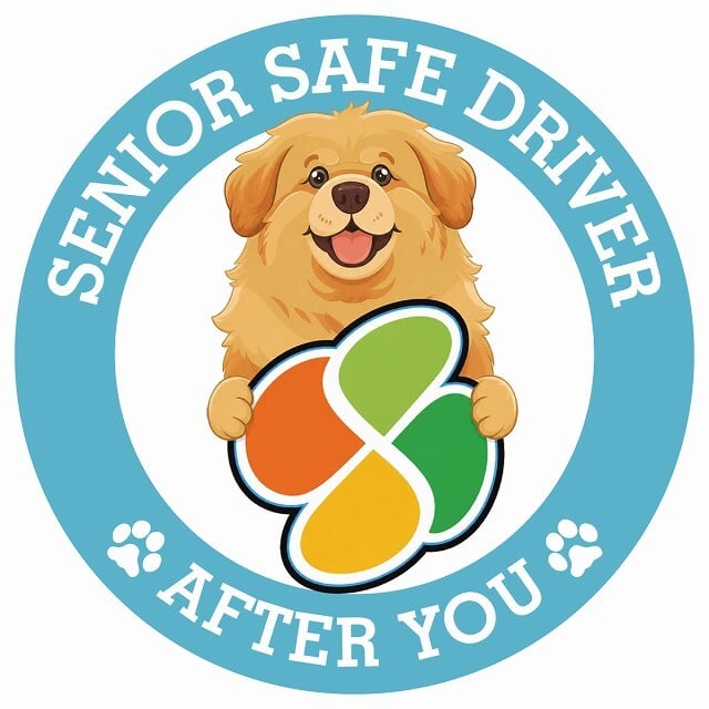 カーサイン 高齢者マーク SENIOR SAFE DRIVER チベタンマスティフ ステッカー シール 直径13cm 肉球 日本製 車
