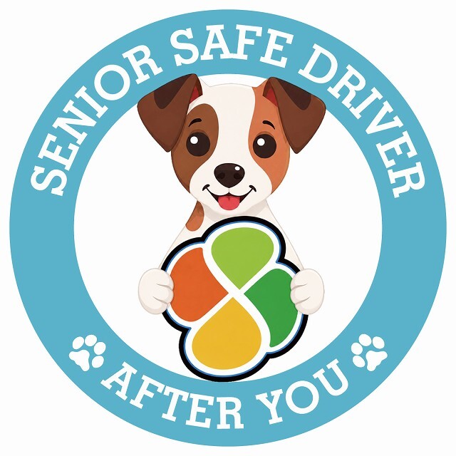 カーサイン 高齢者マーク SENIOR SAFE DRIVER ジャックラッセルテリア ステッカー シール 直径13cm 肉球 日本製 車