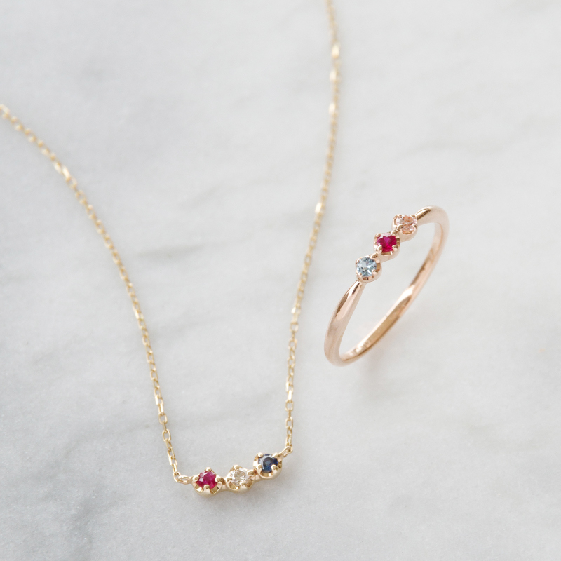 セミ オーダーメイド ネックレス 誕生石 2.0mm 3石 Ties K10 K18 10K 18K 10金 18金 プラチナ 女性 レディース 誕生日 記念日 プレゼント ギフト 誕生日プレゼント 10代 20代 30代 40代 妻 彼女 天然石 ダイヤ ダイヤモンド ルビー ゴールド ピンクゴールド ホワイトゴールド 選べる 小さい 小さめ アクセサリー アレルギー対応 金属アレルギー