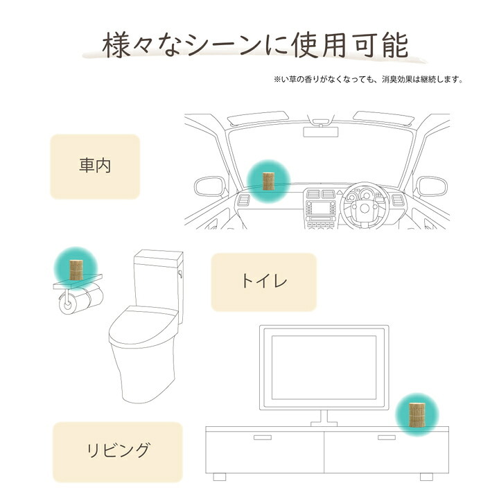 日本製 国産 消臭剤 い草 天然素材 デオグラス 帯白 約10×6.5cm丸