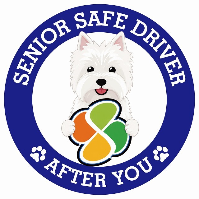 カーサイン 高齢者マーク SENIOR SAFE DRIVER ウエストハイランドホワイトテリア ステッカー シール 直径13cm 肉球 日本製 車