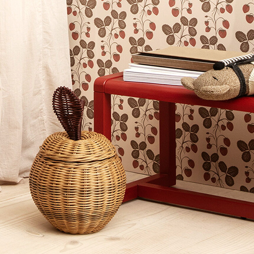 ferm LIVING ファームリビング Apple Braided Storage リンゴのカゴ Sサイズ おしゃれディスプレイ 北欧 雑貨 インテリア バスケット ラタン カゴ 飾り 収納 玄関 リビング プレゼント ギフト おすすめ