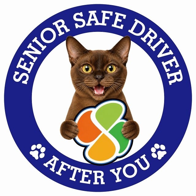 カーサイン 高齢者マーク SENIOR SAFE DRIVER バーミーズ ステッカー シール 直径13cm 肉球 日本製 車