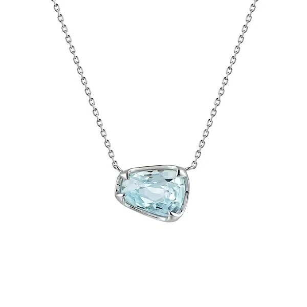 【無料ラッピング】  ヨンドシー 4℃ Summer Collection K10ホワイトゴールド ネックレス Luminous cutシリーズ 一粒 ブルー・トパーズ ブランド 正規品 新品 ギフト プレゼント 人気 おすすめ 誕生日 記念日 クリスマス 送料無料