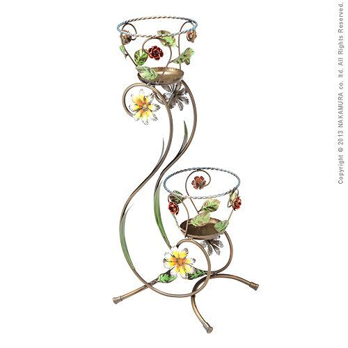 イタリア 家具 ヨーロピアン ヴェローナクラシック アイアンプランター2段  鉢植え 玄関 ヨーロッパ家具 クラシック 輸入家具 アンティーク風 イタリア製 おしゃれ 高級感 エレガント リモート テレワーク 在宅