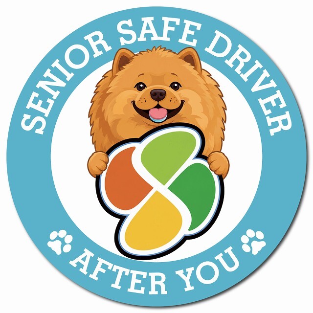 カーサイン 高齢者マーク SENIOR SAFE DRIVER チャウチャウ マグネット 強力 直径13cm 肉球 日本製 車 ステッカー