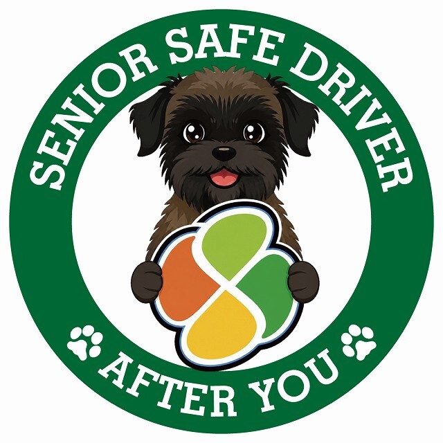カーサイン 高齢者マーク SENIOR SAFE DRIVER ベルジアングリフォン ステッカー シール 直径13cm 肉球 日本製 車