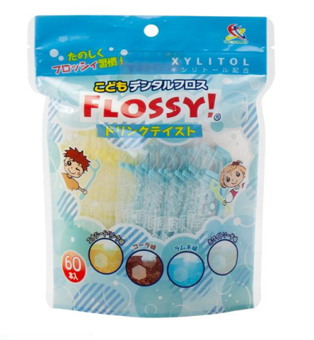 こども専用フロス FLOSSY!(フロッシー) こどもデンタルフロス ドリンクテイスト 1袋/2袋/3袋 (袋/60本入)フロッシィ個包装 子ども用 フロス キシリトール 配合 キッズ コーラ味/ラムネ味/エナジードリンク味/ホワイトソーダ味