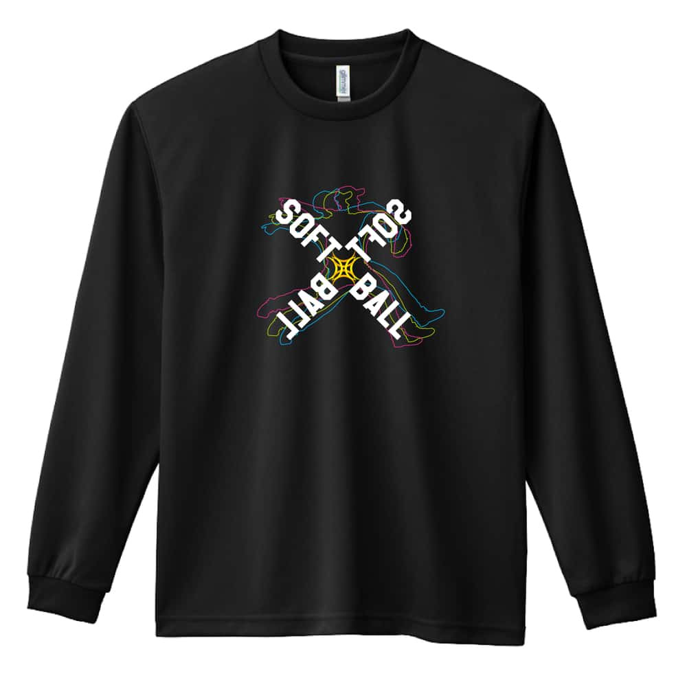 ソフトボール ロンT 長袖 Tシャツ メンズ 練習着 レディース ジュニア ウェア ドライ おもしろ tシャツ 名入れ おしゃれ キッズ 文字入れ無料 「ネオンスタイルのクロスSOFTBALL」 アートワークスコウベ 【送料無料】