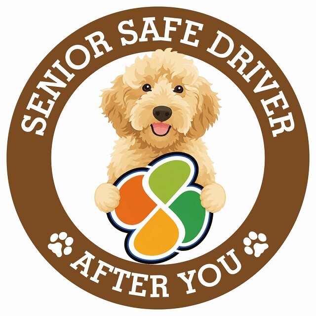カーサイン 高齢者マーク SENIOR SAFE DRIVER オーストラリアンラブラドゥードル ステッカー シール 直径13cm 肉球 日本製 車