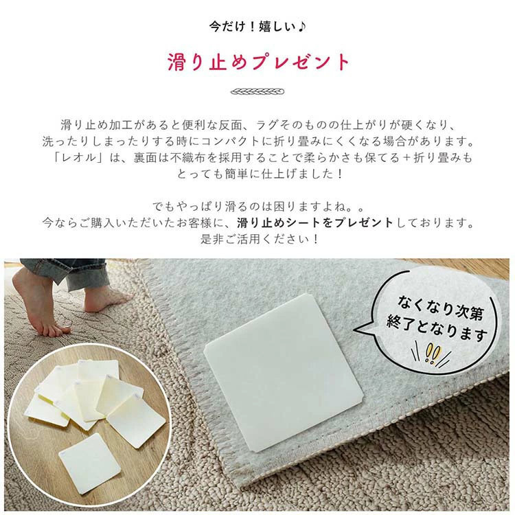 ラグ カーペット マット 洗える 日本製 防ダニ 抗菌 抗ウイルス 消臭 花粉対策 絨毯 北欧 おしゃれ オールシーズン 軽量 コンパクト収納 遊び毛が出にくい ナチュラル アイボリー リビング ダイニング 床暖房 ホット 対応