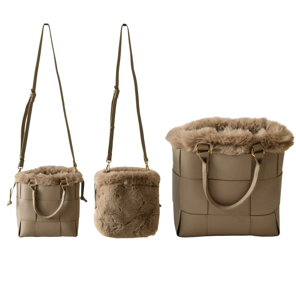 【CACHELLIE カシェリエ】PU メッシュ 4WAY トート ショルダーバッグ (C8916)正規品 レディース 秋 冬 バック かばん 鞄 ナチュラル 新作 シンプル おしゃれ コーディネート 人気 60代 50代 40代 30代