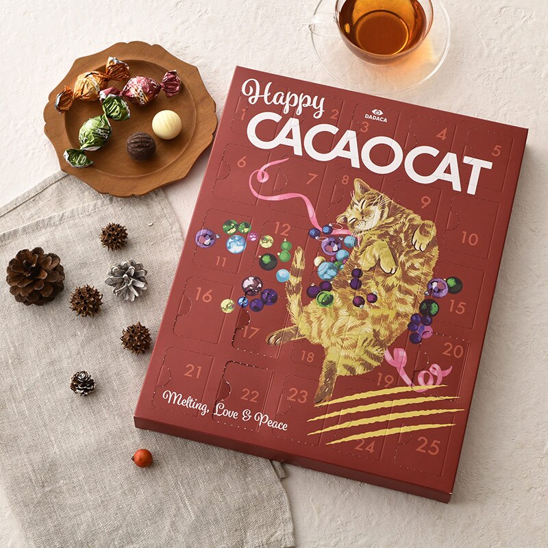 CACAOCAT カカオキャット アドベントカレンダー NR-04223 お菓子 チョコレート北海道/ボンボンショコラ/クリスマス カウントダウン 日めくり カレンダー/ギフト プレゼント/人気/スイーツ/猫 デザイン/おいしい/DADACA/