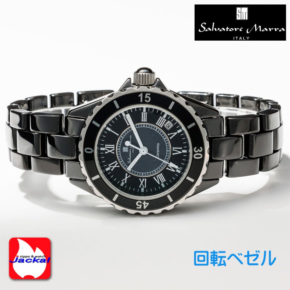 【送料無料】（お取り寄せ）腕時計 メンズ Salvatore Marra サルバトーレマーラ セラミックウォッチ アラビアインデックス 3気圧防水 回転ベゼル SM23103-BKR ブランド 人気 シンプル ウォッチ カジュアル フォーマル 誕生日 [SM23103-BKR]
