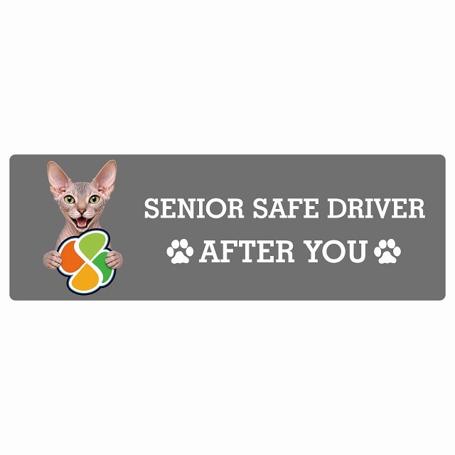 カーサイン 高齢者マーク SENIOR SAFE DRIVER ドンスコイ ステッカー シール 長方形 15x5cm 肉球 日本製 車