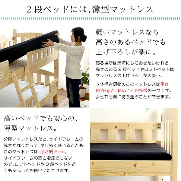二段ベッド用マットレス ファインエア 薄型 高反発 日本製 シングル用 体圧分散 通気性 衛生 ベッドマット 寝具 二段ベッド 450 ロール梱包 床ずれ防止 マットレス 通気性マットレス 高反発マットレス ベッド用 薄型マットレス 二段ベッドマットレス 新生活