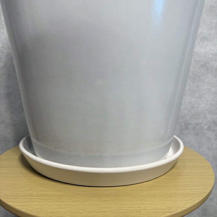 植木鉢 おしゃれ 大型 陶器 13号 受け皿付き セット KONTON コントン WYモダン マット釉 白 ホワイト L 直径40cm 底穴あり 室内 観葉植物 丸型 ラウンド シンプル 北欧 和モダン インテリア リビング 玄関 半磁器 セラミック 焼き物 大きい フロアポット WY-PR1W13P