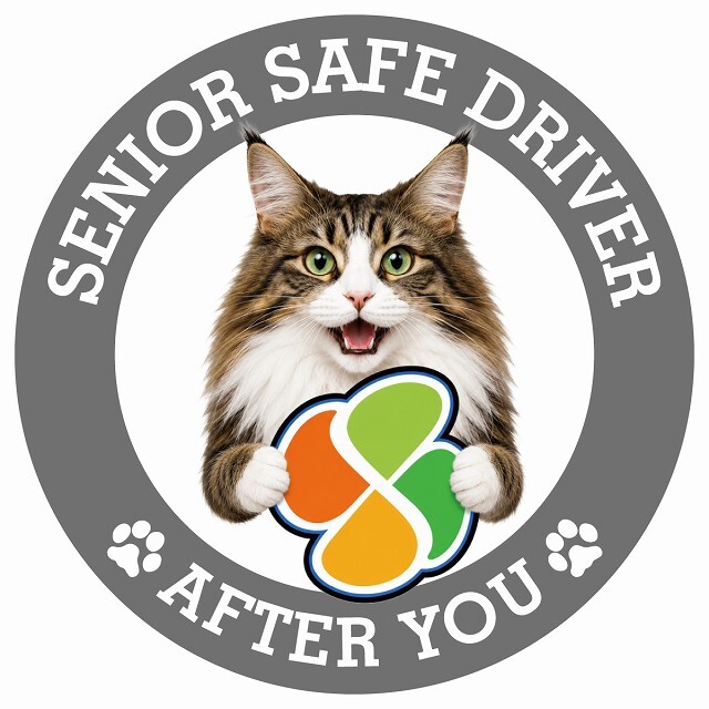 カーサイン 高齢者マーク SENIOR SAFE DRIVER ノルウェージャンフォレストキャット ステッカー シール 直径13cm 肉球 日本製 車