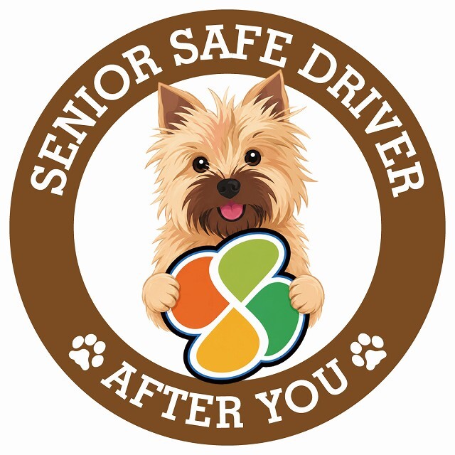 カーサイン 高齢者マーク SENIOR SAFE DRIVER ノーリッチテリア ステッカー シール 直径13cm 肉球 日本製 車