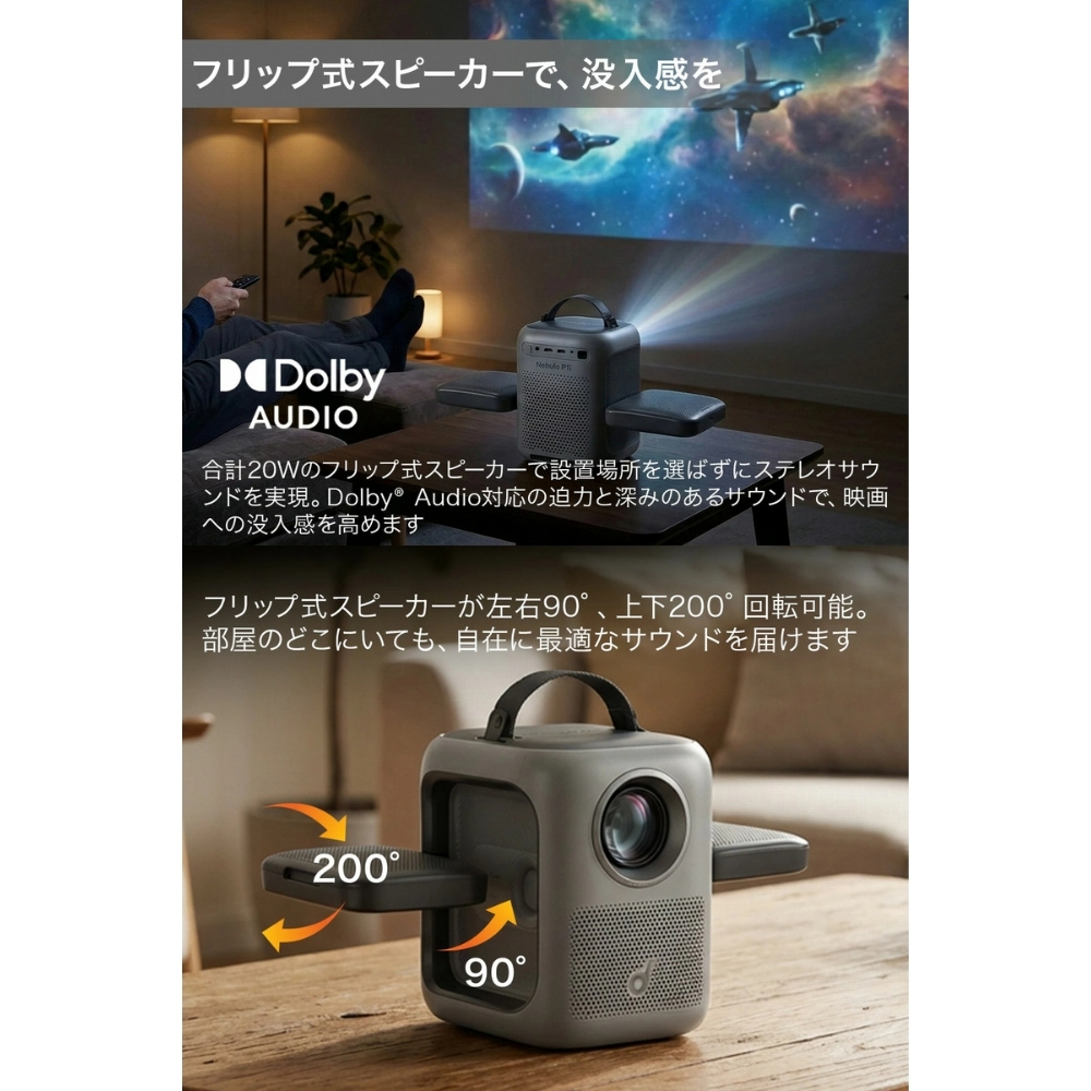 Anker Soundcore Nebula P1i D2200511 ホームプロジェクター Google TV フルHD 380ANSIルーメン 最大150インチ Dolby Audio ギフト 誕生日プレゼント 男友達 ガジェット