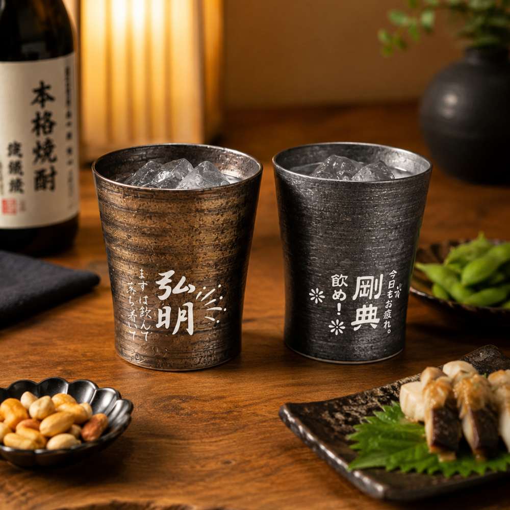 敬老の日 名入れ ギフト SXX 波佐見焼 雅焼酎カップ 単品 木箱入り / プレゼント ギフト 退職 記念 誕生日 長寿 祝い フリーカップ ロックカップ