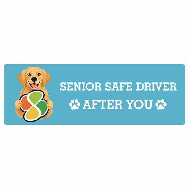 カーサイン 高齢者マーク SENIOR SAFE DRIVER ゴールデンレトリバー ステッカー シール 長方形 15x5cm 肉球 日本製 車