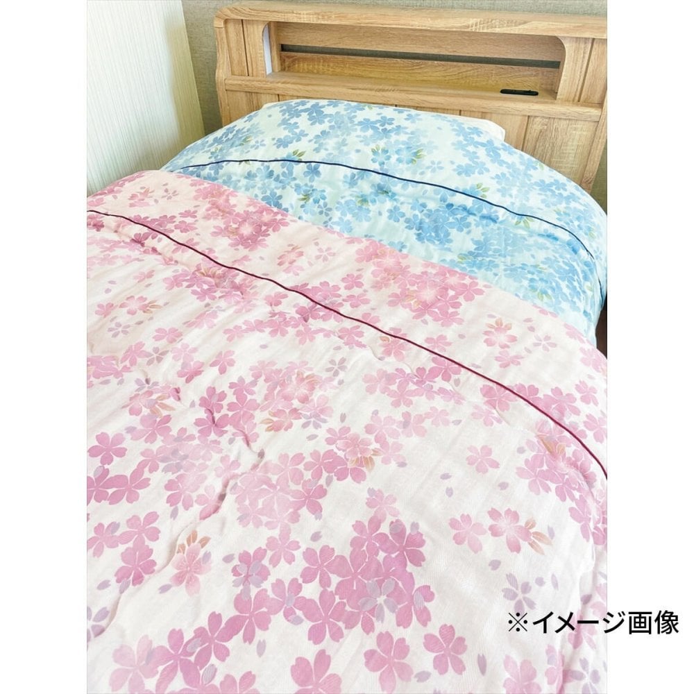 愛知 三河木綿 ダブルガーゼ 羽毛タッチ 肌布団 ブルー ギフト 寝具 日本製 布団 ガーゼ 綿 ポリエステル【北海道・沖縄県・離島 配送不可】