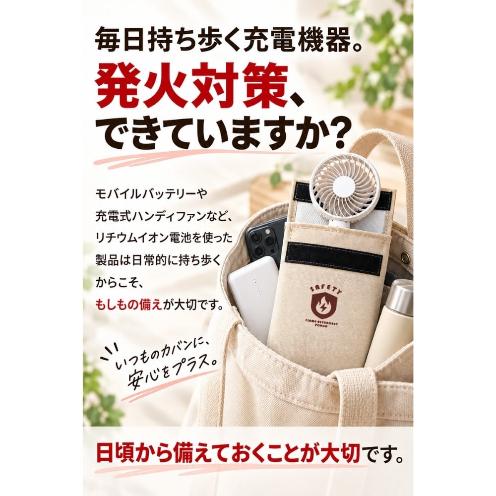 【ラッピング無料】 難燃 セーフティポーチ MAMORICA マモリカ モバイルバッテリー ハンディファン 収納 3層構造 防災グッズ 旅行 ポーチ 