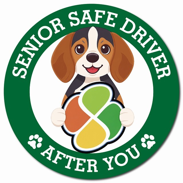 カーサイン 高齢者マーク SENIOR SAFE DRIVER ビーグル マグネット 強力 直径13cm 肉球 日本製 車 ステッカー