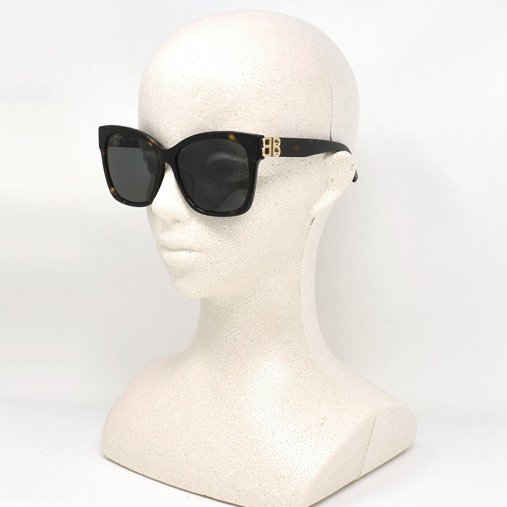 バレンシアガ BALENCIAGA サングラス アジアンフィット UVカット アイウェア キャットアイ BB0102SA-002 メンズ レディース ユニセックス ハバナ+グリーン 国内正規品