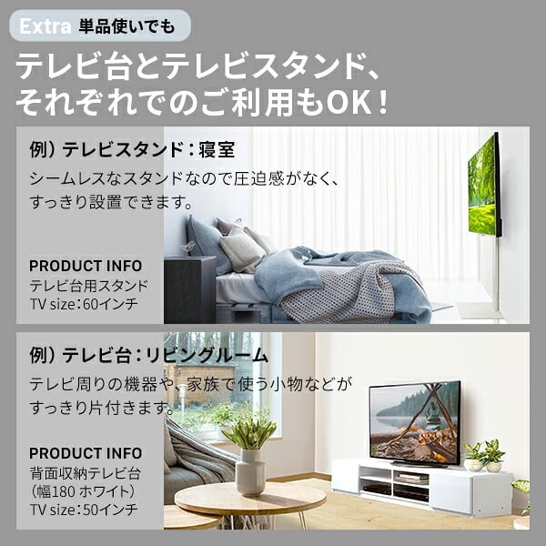 WALLインテリアテレビスタンド テレビ台用スタンド 背面収納テレビ台セット幅150cm 32~65v対応 壁掛け風 壁寄せテレビ台 TVスタンド テレビボード リビングボード ローボード 背面収納 ホワイト 白 ウォールナット 茶 震度7耐震試験済み 新生活