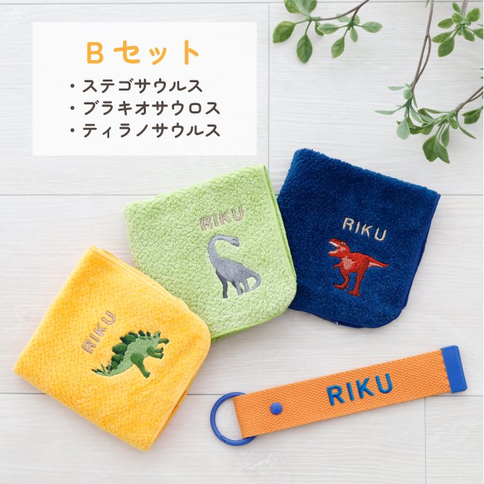 ハンカチ タオルハンカチ ネームタグ 名入れ 子供 刺繍 今治 ギフト セット プレゼント オリジナル 名前入り 女の子 男の子 恐竜 植物 花 入学 入園 保育園 小学校 学校 通学 通園 綿100% 3枚セット ラッピング 当日出荷