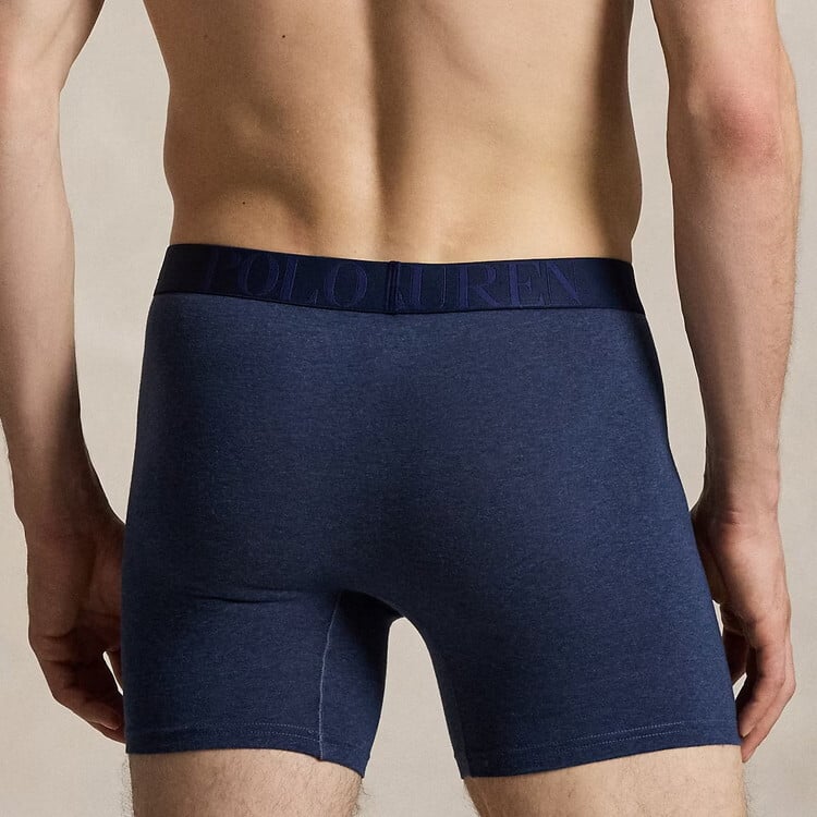 ポロラルフローレン：CLASSIC FIT STRETCH ボクサーブリーフ 3PK (ウィンターネイビーヘザー/ハーバーアイランドブルー/クルーズネイビー)[ボクサーパンツ/ 男性下着/ メンズインナー/人気ブランド/おすすめギフト/誕生日プレゼント/メンズファッション]