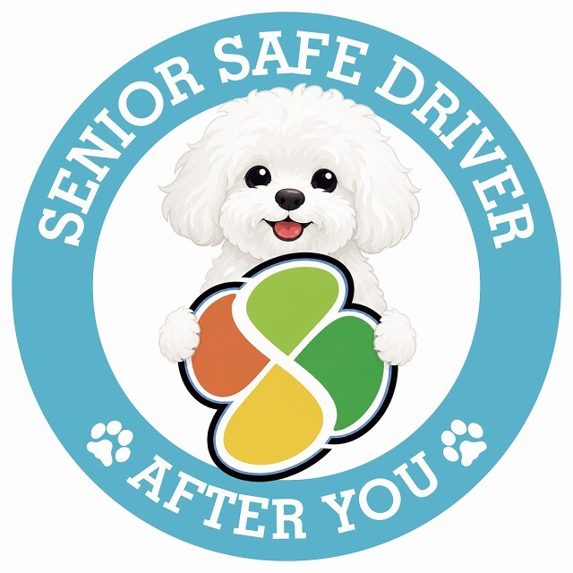 カーサイン 高齢者マーク SENIOR SAFE DRIVER ビションフリーゼ ステッカー シール 直径13cm 肉球 日本製 車