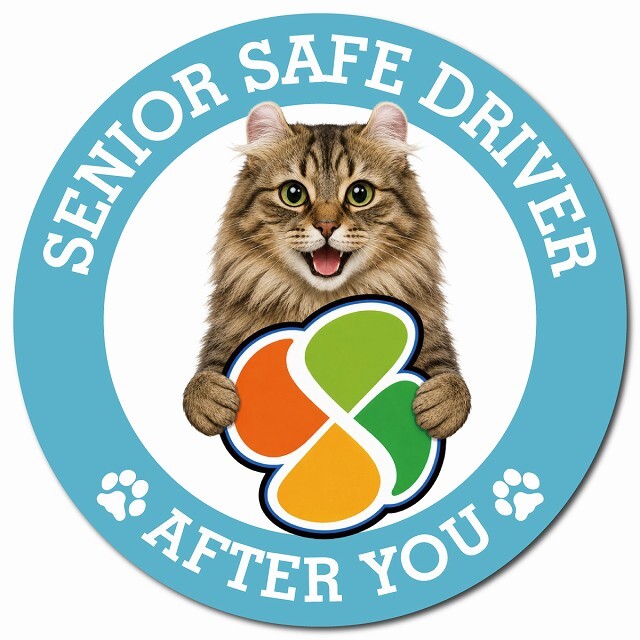 カーサイン 高齢者マーク SENIOR SAFE DRIVER アメリカンカール マグネット 強力 直径13cm 肉球 日本製 車 ステッカー