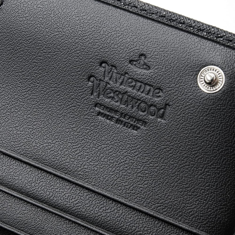 ヴィヴィアンウエストウッド 財布 長財布 メンズ レディース Vivienne Westwood 51120005 L001N LA N402 ブラック 黒 サフィアーノ 本革 小銭入れあり かぶせ フラップ オーブ ロゴ ギフト プレゼント