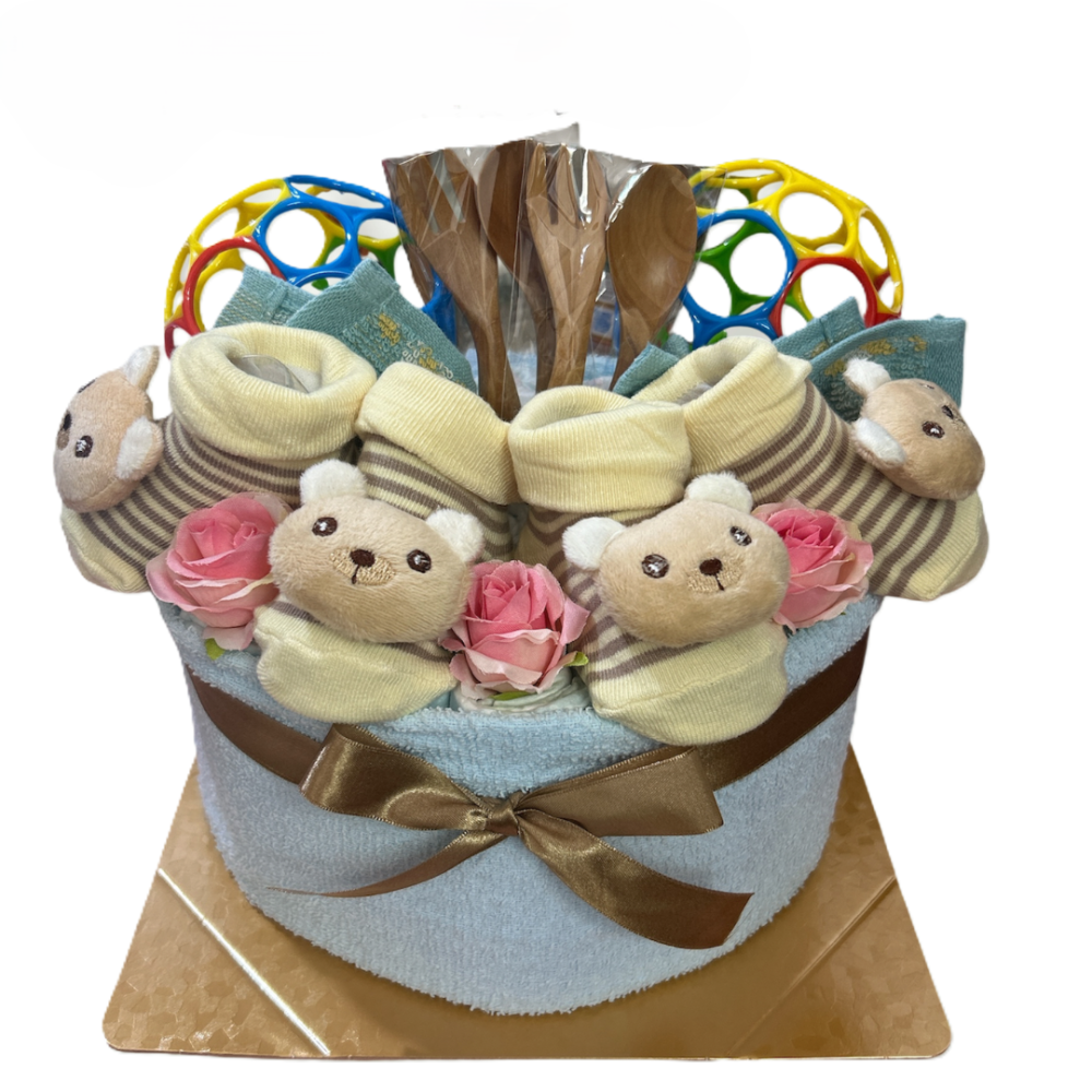 おむつケーキ 男の子 双子 ナチュラルくま 出産祝い ベビーギフト オムツケーキ お揃い 可愛い
