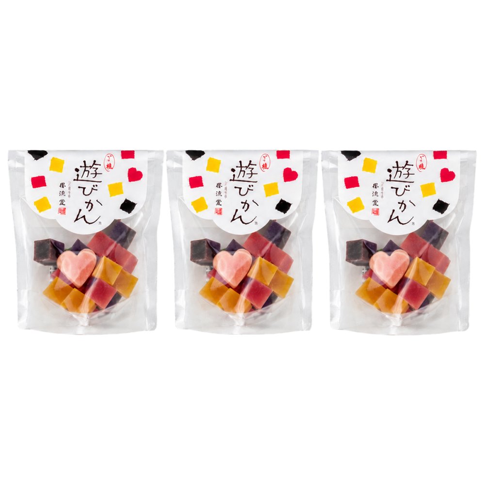 遊びかん 3袋セット ようかん 和菓子 スイーツ 羊羹 一口サイズ 食べやすい 黒糖 ゆず 紅羊羹 和スイーツ デザート おやつ
